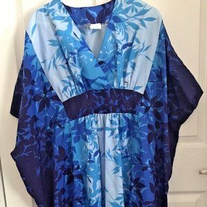 Royal Princess Women’s Kaftan Long Boho Blue Polyester Lounge Wear Dress L-53"